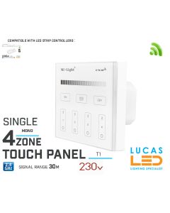 LED Touch Panel Switch • Single LED Strip • MiBoxer • 4 zone • 2.4G • Wireless • Compatible • Smart Lighting System • MultiZone • T1