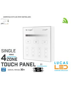 LED Touch Panel Switch • Mono • MiBoxer • 4 zone • 2.4G • Wireless • Compatible • Smart Lighting System • MultiZone • B1 • White edition