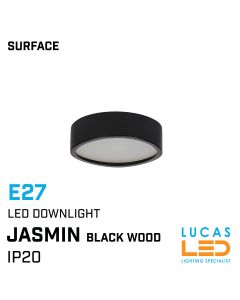 Surface LED Downlight Ceiling Mounted Light E27 - IP20 indoor - Black Wood - JASMIN 270 