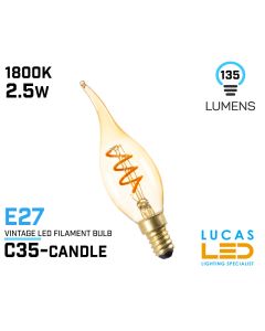 vintage-led-bulb-filament-light-E27-5W-C35-candle-super-warm-1800K-vintage-amber-glass-decorative-lucasled.ie-online-store-ireland