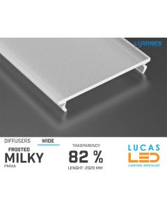 Diffuser Type "WIDE" • Base FROSTED MILKY • 82% Transparency • 2020 mm • Cover for LED Profile • Material PMMA