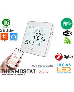 Thermostat •zigbee • Wireless programmable • HD-T1000-W-Z • WIFI • IP20 • 230V • 16A • 3600W