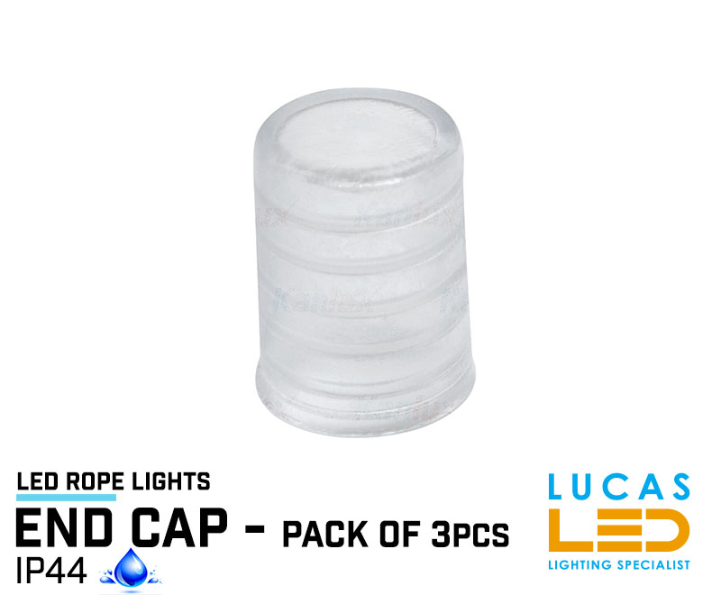 End Cap - IP44 Waterproof - for decorative festoon festive flexible  LED Rope Lights - pack of 3pcs