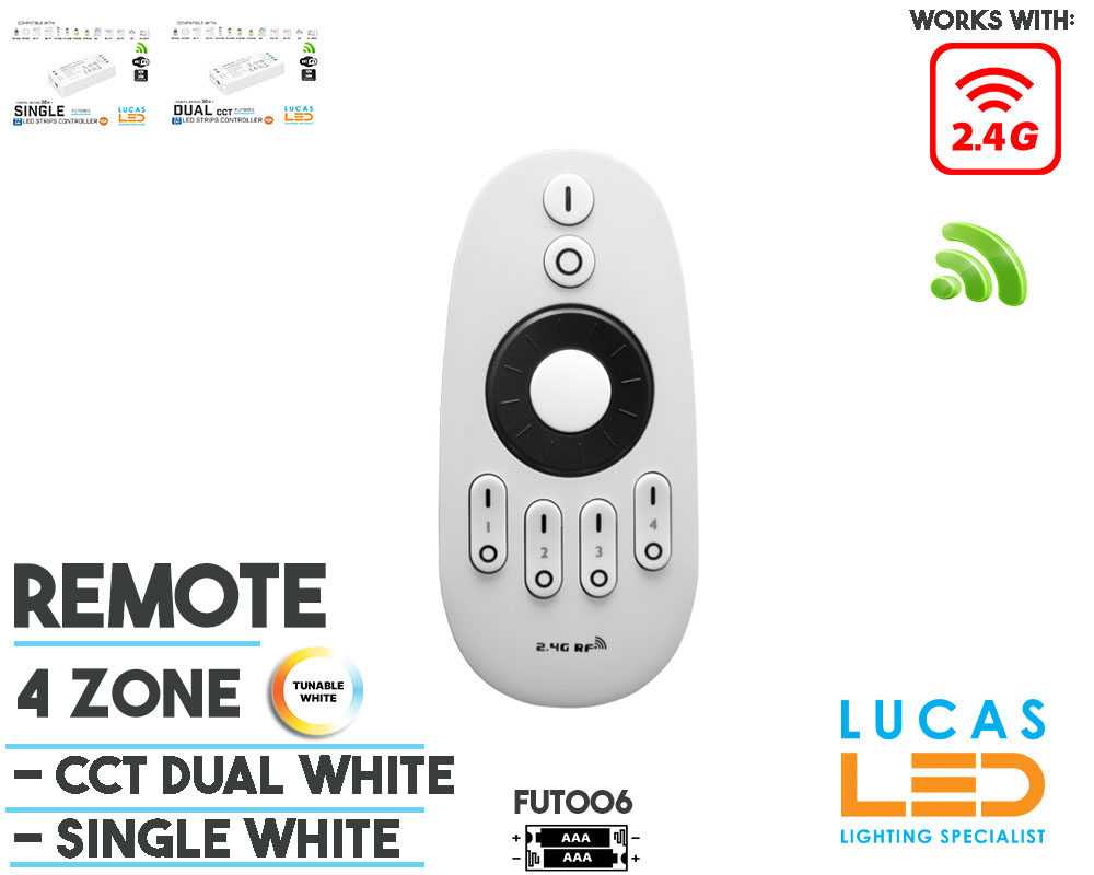 Remote Control • CCT & Single • MiBoxer • 4 Zone • 2.4G • Wireless • Compatible • Smart System • FUT006 • Rotating Wheel
