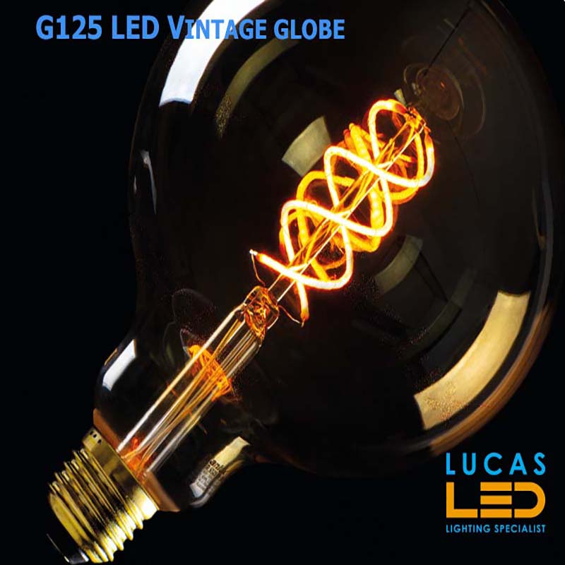 Vintage LED bulb Filament Spiral light 4W - E27 - SUPER WARM 1800K - 250lm - 320° - decor Edison retro Globe Ball 125