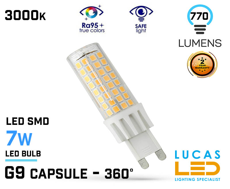 G9 LED Capsule Bulb lamp Light - 7W - 780lm - 4000K - beam angle 360° - 230V - Led SMD 