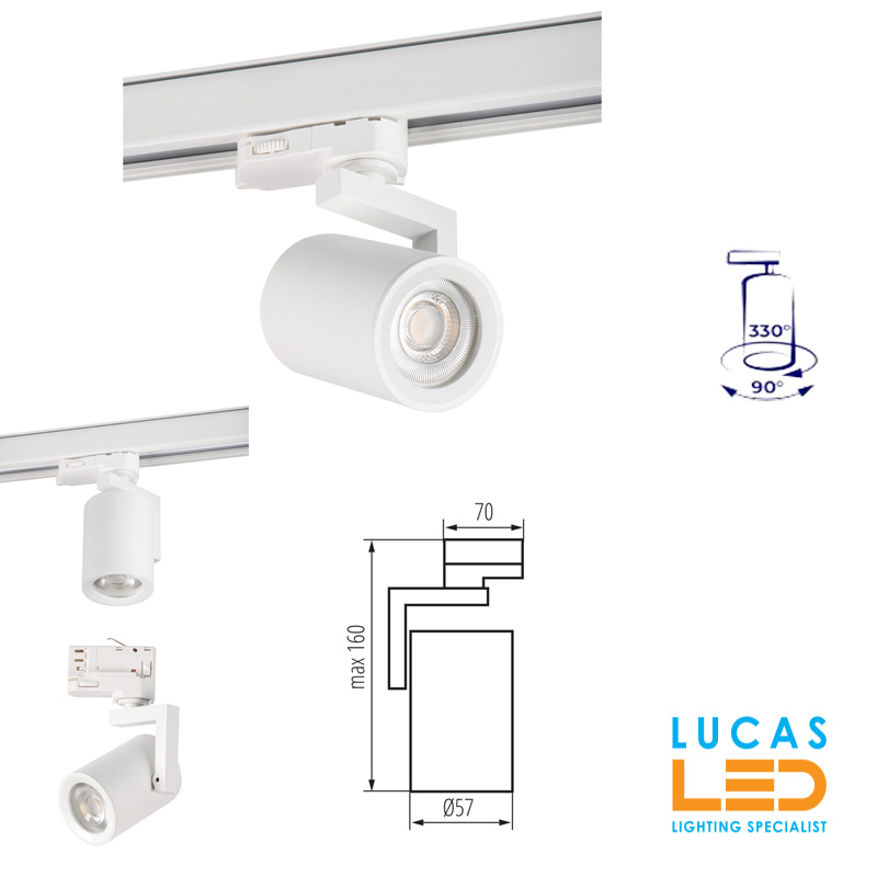 GU10 Track Lighting projector  IP20- 3 phase- 3 circuit track light - ATL4 White