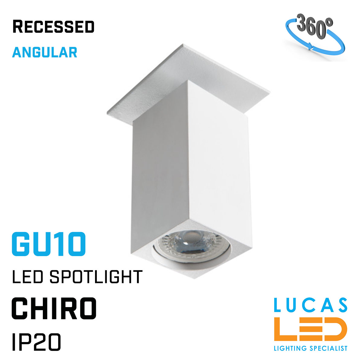 LED Recessed Ceiling & Wall mounted Spotlight  GU10 - Decorative CHIRO White