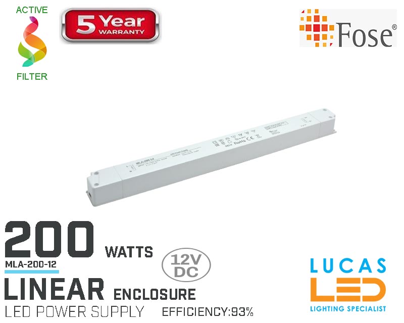 LED Driver Power Supply • 200 watts •16.7A • 12V for LED Strips • Linear • MLA-200-12