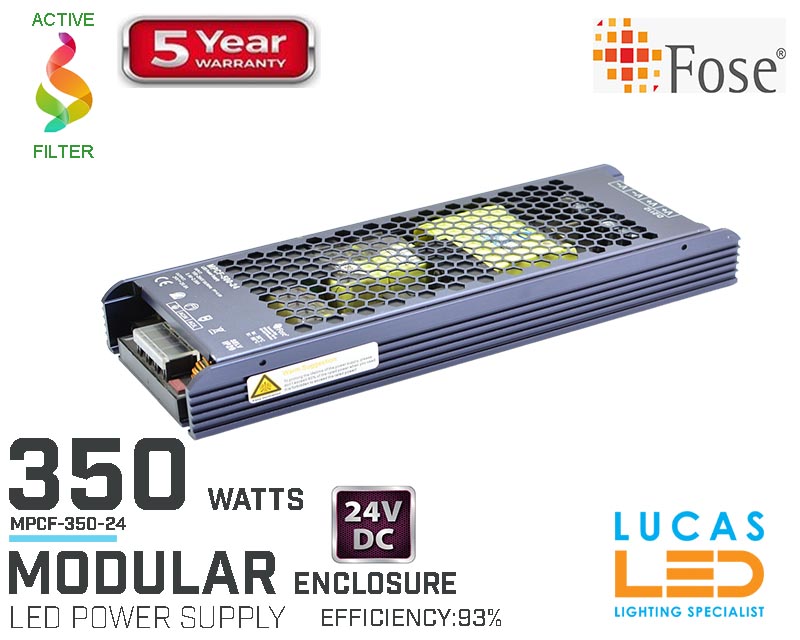LED Driver Power Supply • 350 watts  • 24V for LED Strips • Modular • MPCF-350-24