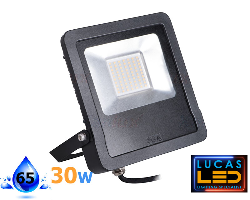 3 pcs ONLY - LED Floodlight- 30W- IP44- 2400lm- 4000K Natural White- ANTOS- Black