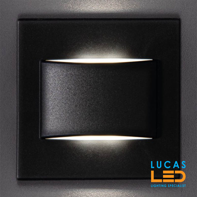 LED Wall Stairs Lighting 0.8W - 3000K Warm White - 12V/DC - 15lm - IP20 - decorative ERINUS-LL black body