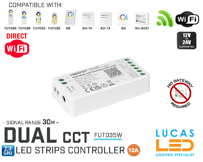 LED Strip Controller • Dual CCT • MiBoxer • MiLight • WiFi • Smart Lighting System • 2.4G • Wireless • FUT035W