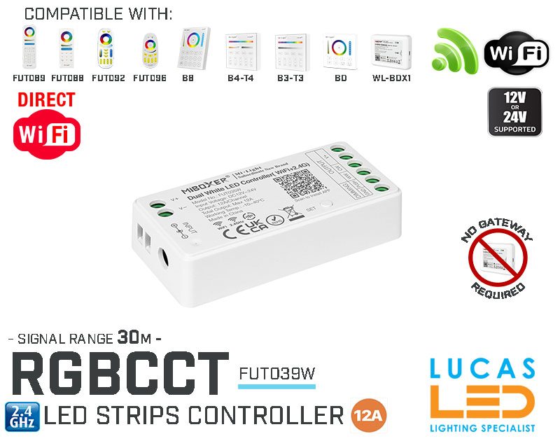 LED Strip Controller • RGB+CCT • MiBoxer • WiFi • Smart Lighting System • 2.4G • Wireless • FUT039W • Upgraded Version