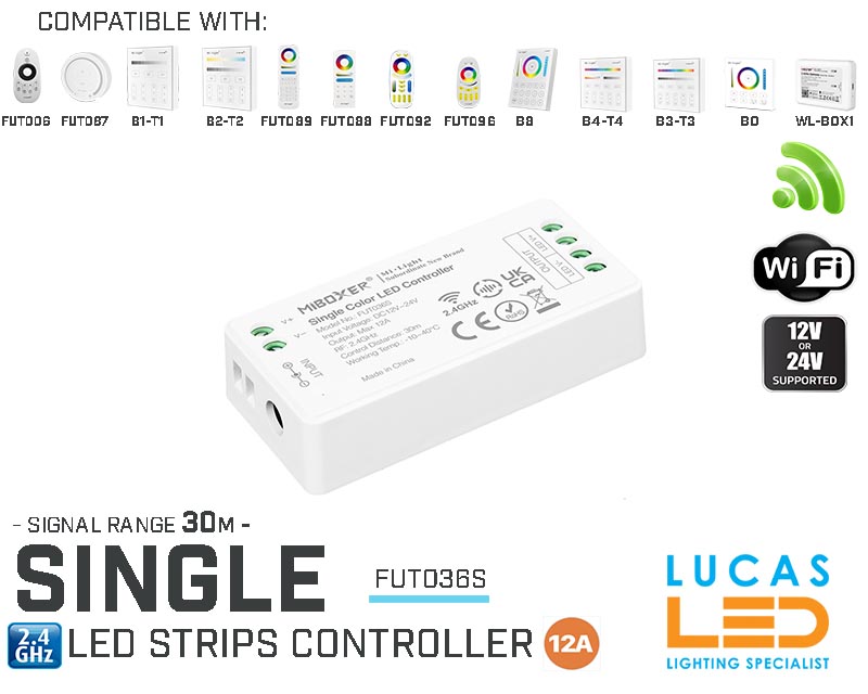 LED Strip Controller • Single/Mono • MiBoxer • MiLight • WiFi • Smart Lighting System • 2.4G • Wireless • FUT036s • Upgraded Version
