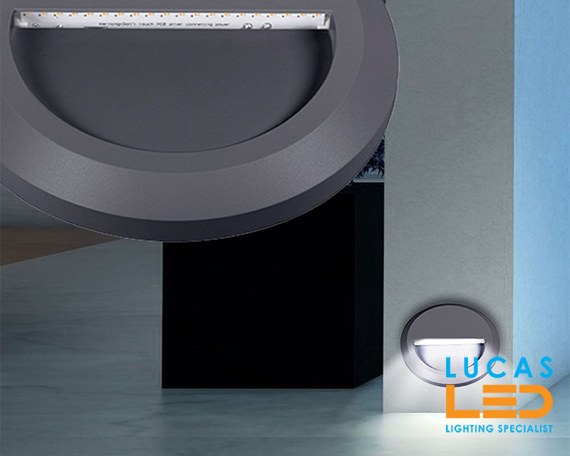 8 pcs  - Outdoor LED Wall Light CROTO ROUND - 1.3W - IP65 waterproof - Down Light - Graphite colour.