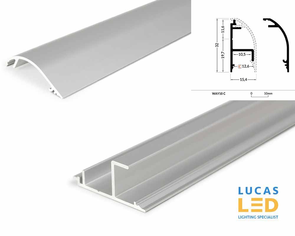 2 pcs ONLY! LED Special Application Profile - WAY10- SILVER - Up Light wall & ceiling mounted 