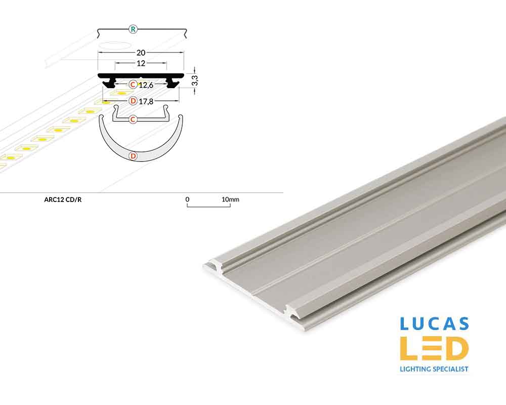 LED Special Application Arch Profile , ARC12, Silver , 2 meter