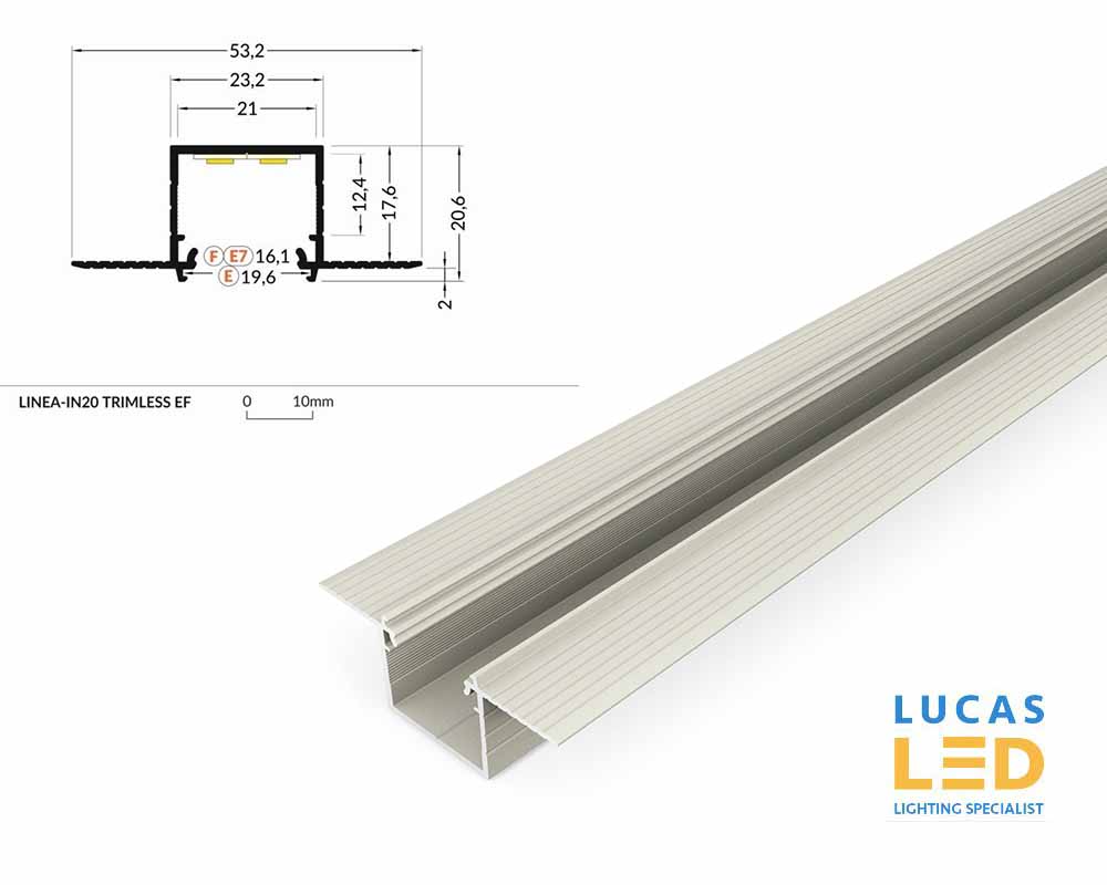 LED Architectural Recessed Profile,LINEA-IN20 TRIMLESS, Plaster In ,Alu- Silver ,2 Meter Length