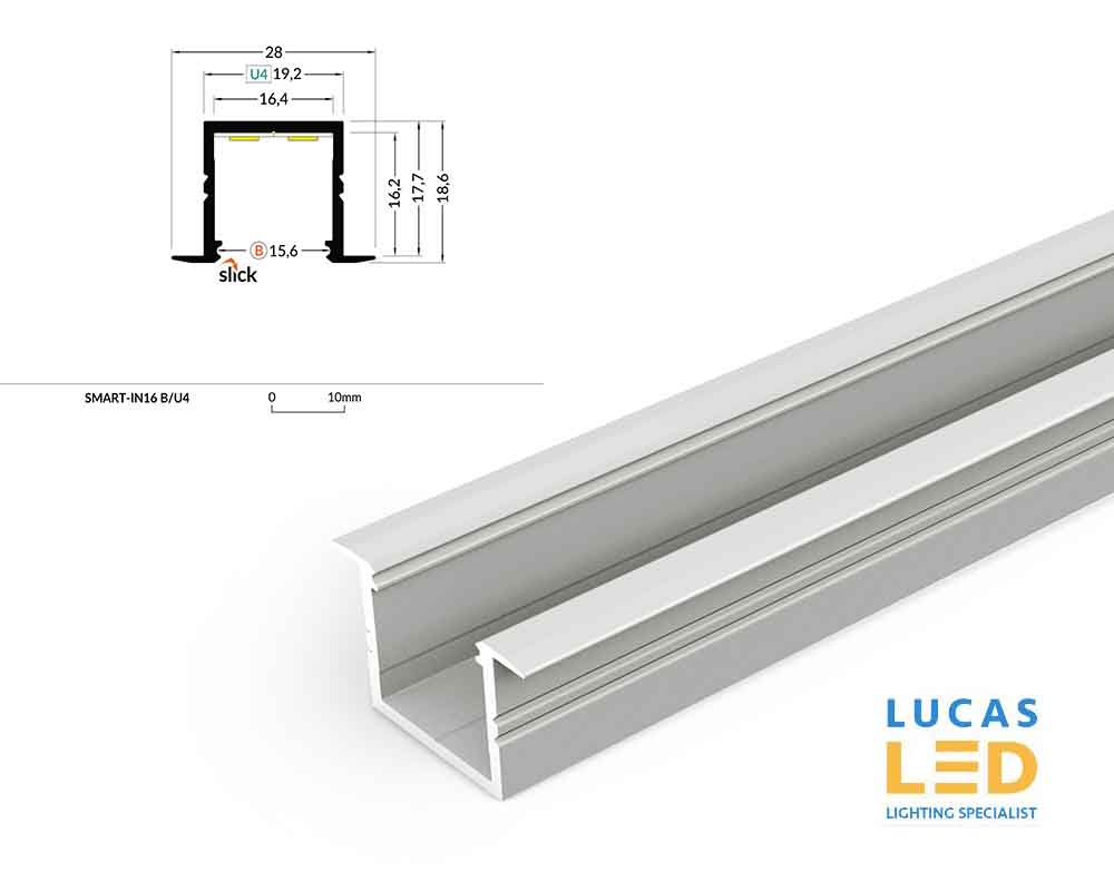 LED Recessed Profile SMART-IN16- plasterboard-furniture lighting-buildings and architectural arrangement- Silver -2 meter