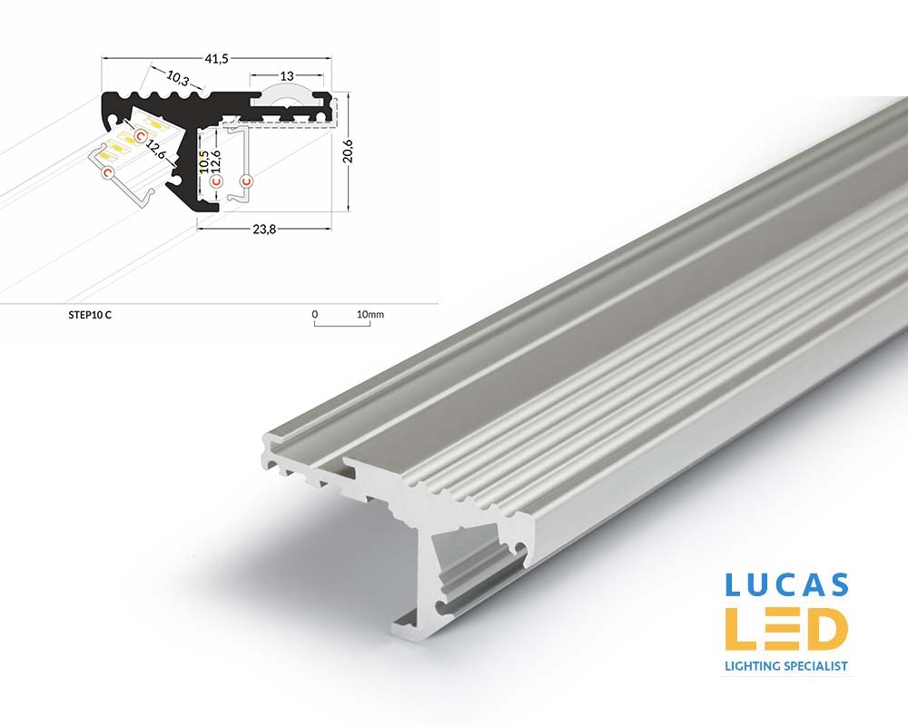 LED Special Application Profile - for Stairs - STEP10 - Silver, 2 meter
