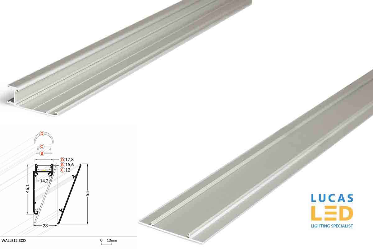 LED Profile Special Application - Walle12 - designed for backlighting in the ceiling and wall lines - SILVER , 2 meter 
