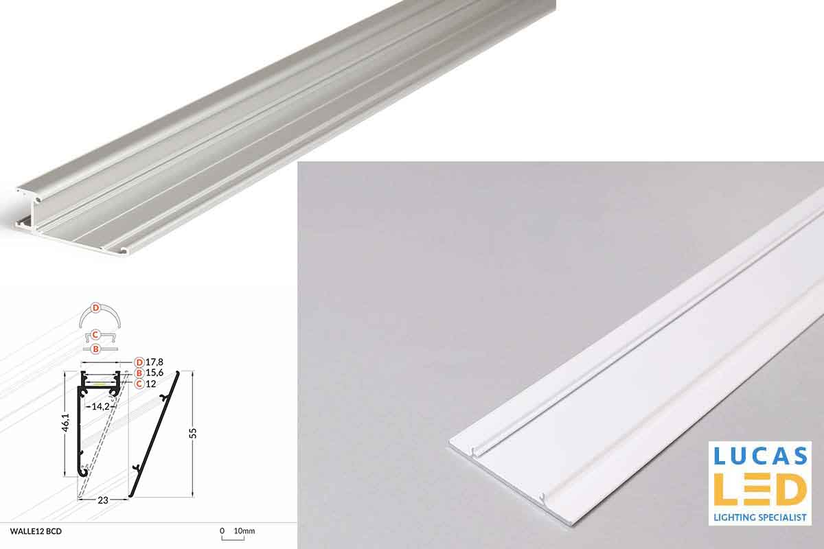 LED Special Application Profile , Walle12 WHITE , 2 meter with Support Profile
