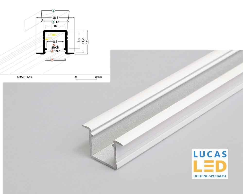 Last 5 pcs - model DISCONTINUED - WHITE LED Recessed Profile SMART10 - 2M - full SET
