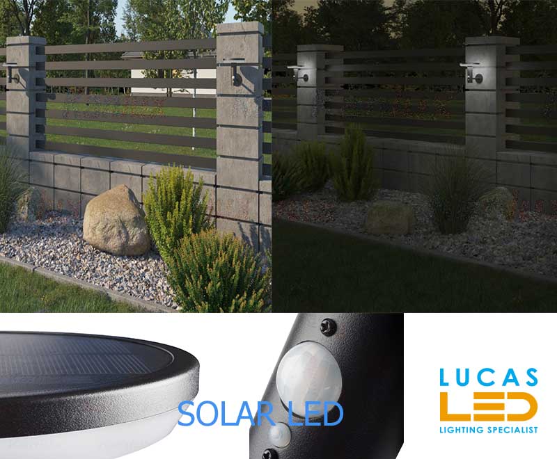 4 pcs ONLY - PIR Solar LED Wall Light 5W - max 500lm - 4000K Natural White - IP44 - LED SMD - SOLCA