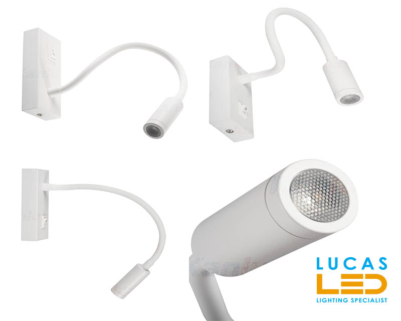 LED Wall light - 2.7W - IP20 - 3000K - warm white - flexible bedside - reading lamp - TONIL White