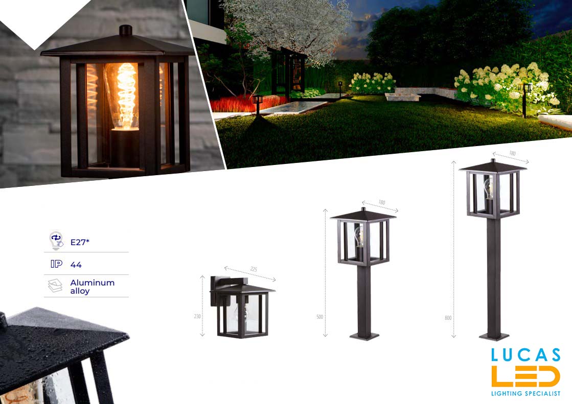 Outdoor LED Wall Light SELTO Country Style E27 - IP44 waterproof - Round Down Light - Anthracite colour.