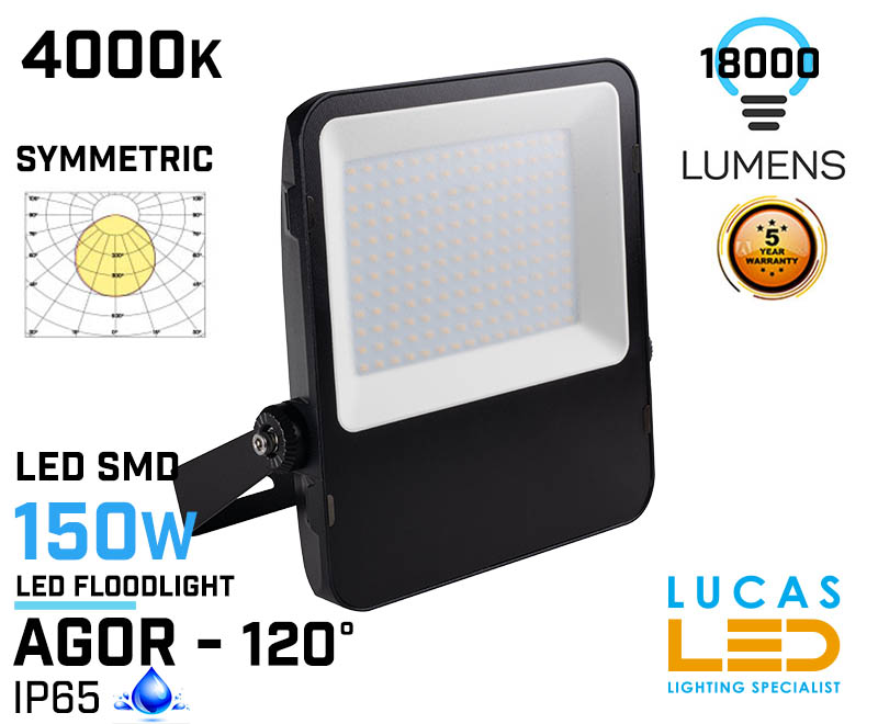 Outdoor LED Floodlight 150W - 4000K - 18000lm - IP65 - SYMMETRIC - LED SMD light - wall - ceiling mounted - AGOR