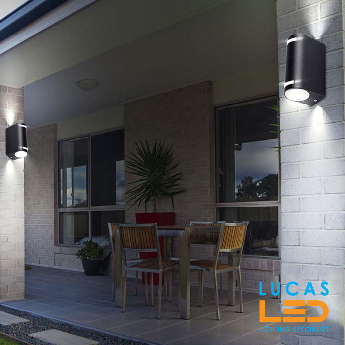 Outdoor LED Wall Light - GU10 - IP44 - NOVIA 220 - Surface Facade Lamp - Black - Modern  Up & Down Light