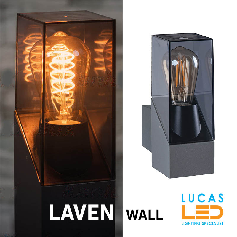 LED Wall Light LAVEN 25 - E27 - IP44 waterproof - UP &  Round Light - Vintage Style - Anthracite body.