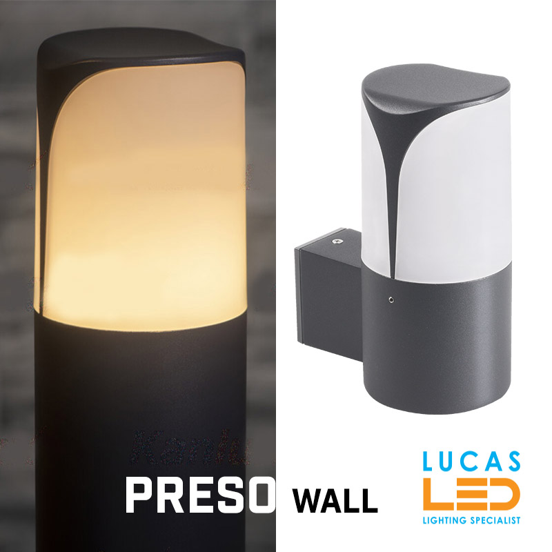 LED Wall Light PRESO 18 - E27 - IP44 waterproof - Up & Round Light - Graphite & White body.