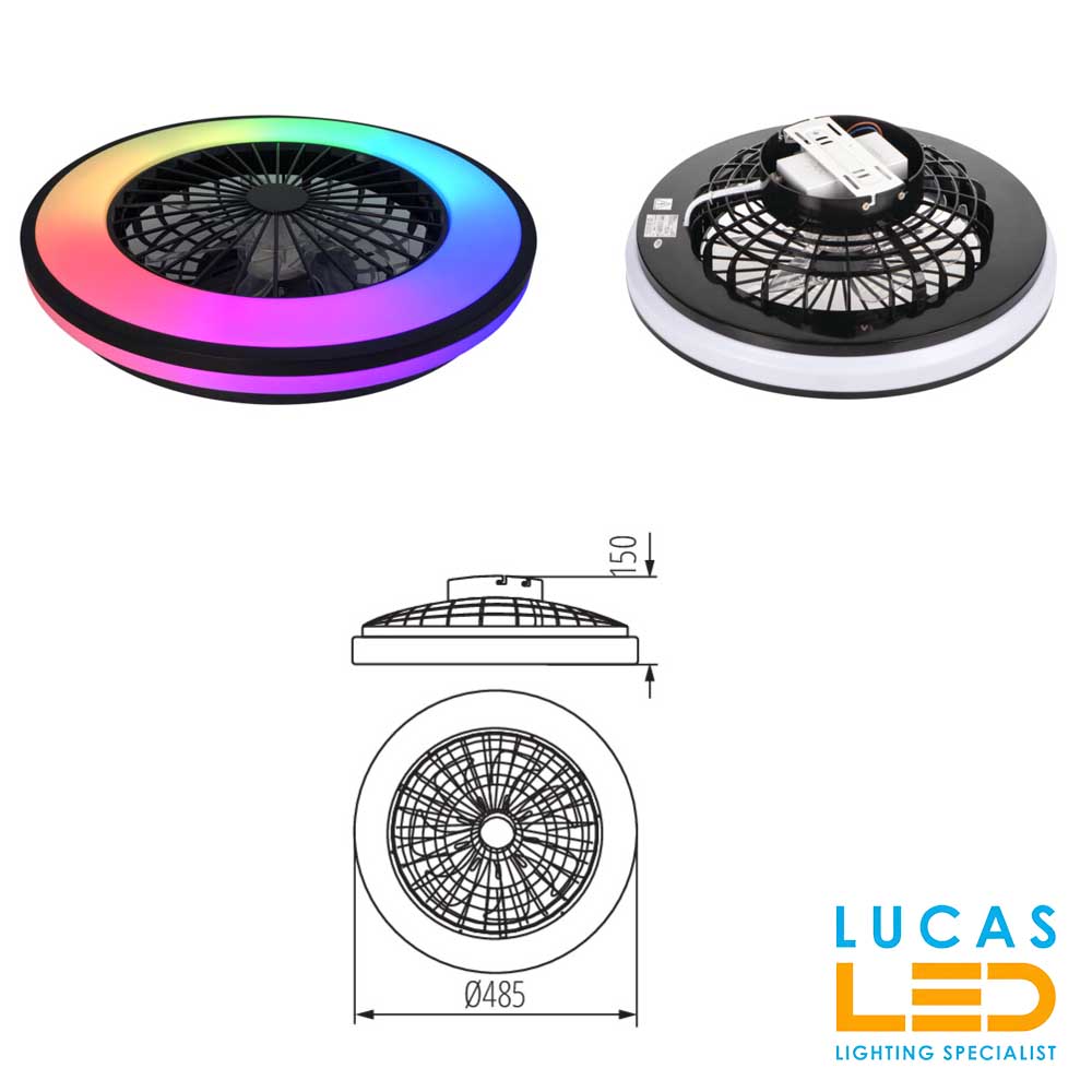 RGB CCT LED Panel Light PLAVE 48W with FAN - 5-Speed Remote Control - 3 in 1 Design - Night light mode - White & Black colour