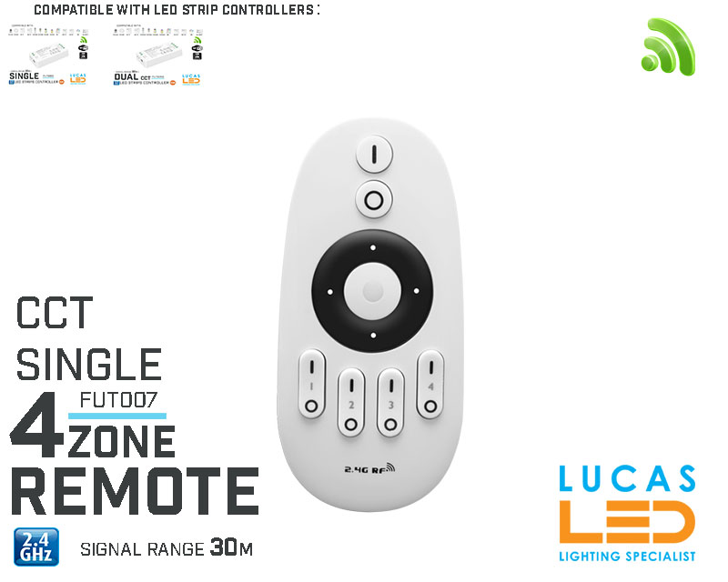 Remote Control • CCT & Single • MiBoxer • 4 Zone • 2.4G • Wireless • Compatible • Smart System • FUT007 • 4 way buttons