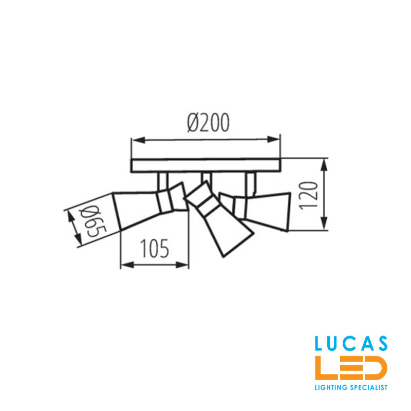 Surface LED Ceiling Light GU10 x 3 - IP20 -  Home Decor Lamp - MILENO 3L  Black & Gold