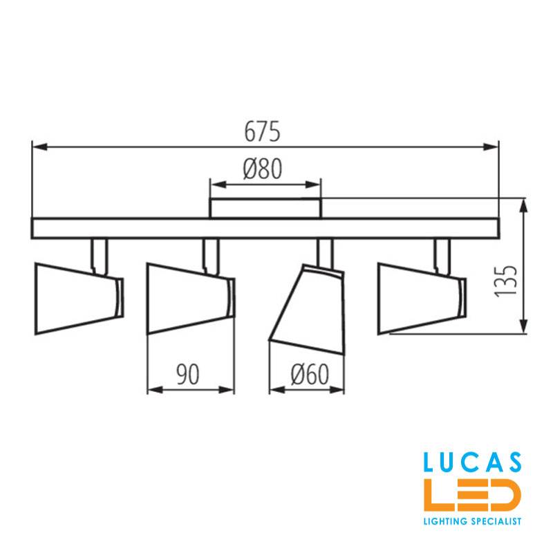 LED Ceiling surface Light GU10 x 4  - IP20-  Scandinavian Style - ENALI L4 - Black