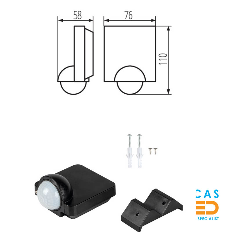 PIR Infrared Motion Sensor SENSQUARE 1200W - IP54/20  - H360°/ V120° - wall mounted Light Switch.