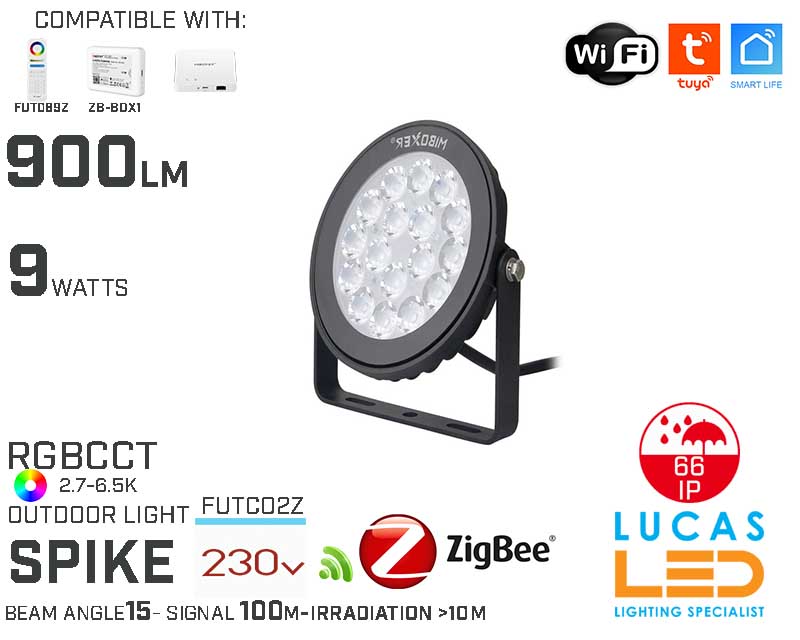 Zigbee 3.0 LED Garden Spike • RGB+CCT• 9W• 900lm • WiFi • 2.4G • Compatible • Smart • Lighting • System • MultiZone • Wireless • MiBoxer • FUTC02Z• 230V