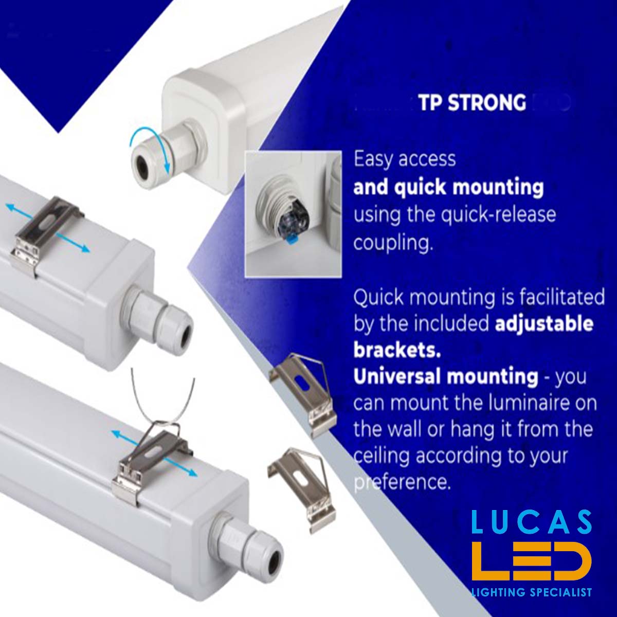 LINER LED Tube 50W - IP65 - 4000K Natural White - 5500lm - surface-ceiling-suspended- light - TP SLIM - WATERPROOF