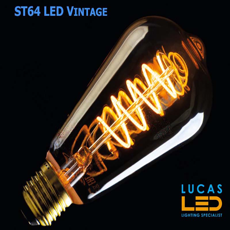 Vintage LED bulb Filament Spiral light 4W - E27- SUPER WARM - 1800K - 270lm - 320° - decor Edison retro style ST64