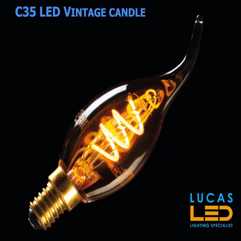 Vintage LED Candle bulb Filament Spiral light 2.5W - E14 - SUPER WARM 1800K - 135lm - 320° - C35 decor bulb