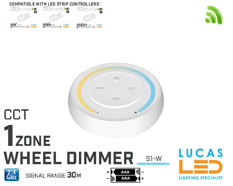 LED Wheel Dimmer • CCT • MiBoxer • 1 zone • 2.4G  • Wireless • S1-W • White edition