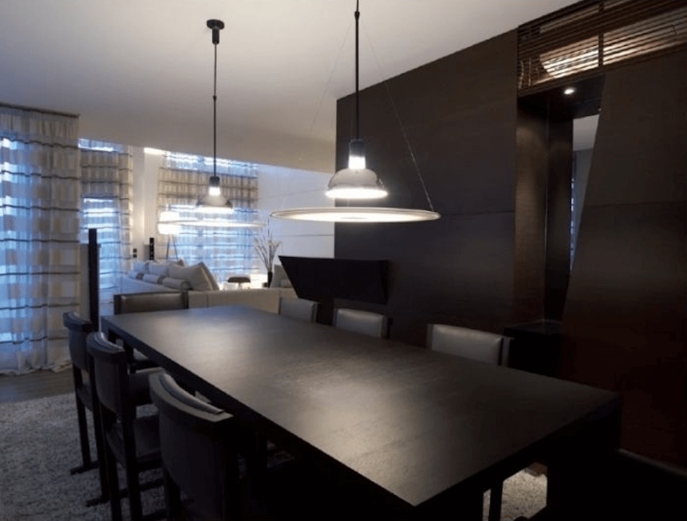 Pendant Lamps Above A Dining Table