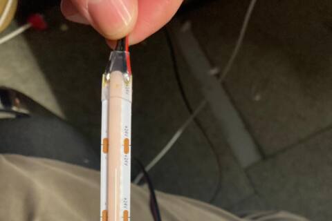 Professional LED strip soldering with heat-shrink connection protection by Lucas LED Ireland